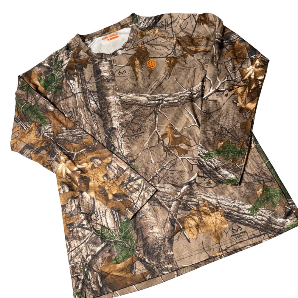 Game Winner Mens Realtree Xtra Camo Long Sleeve Performance Shirt Size M Brown